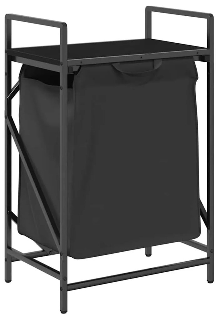 fekete tölgyfa mosodai kosár 1 rekeszes polccal