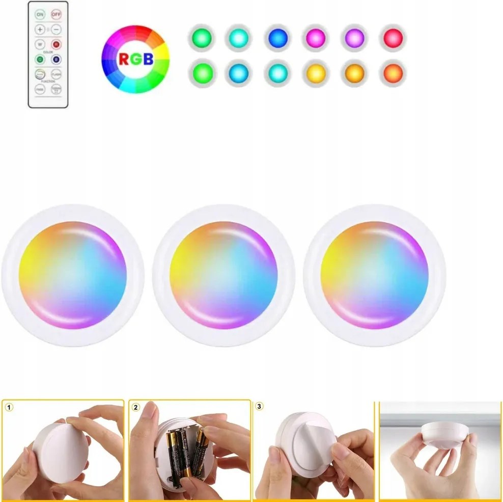 Érintőképernyős Led bútorlámpa távirányítóval 3 db-os szett Lámpa Távirányító