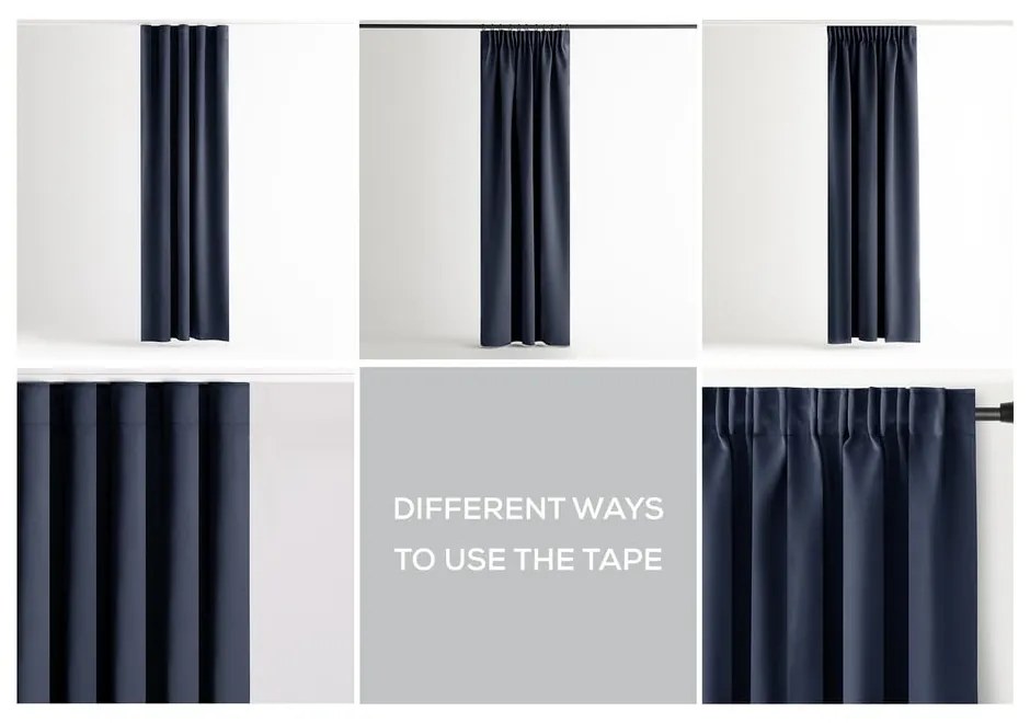 Sötétkék sötétítő termo függöny 140x245 cm Pleat – Restilo