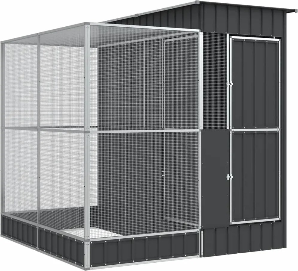 vidaXL ezüst színű acél madárház kiterjesztésekkel 209 x 203 x 216 cm