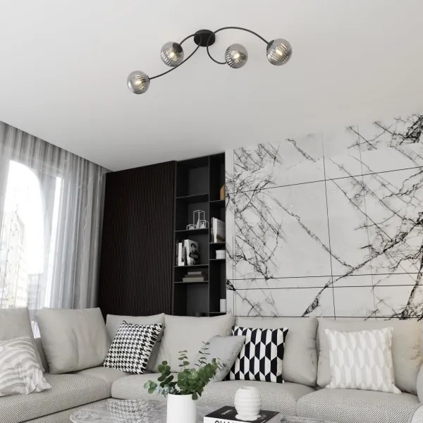 Felületre szerelhető csillár VIBRA 4xE14/10W/230V fekete/szürke