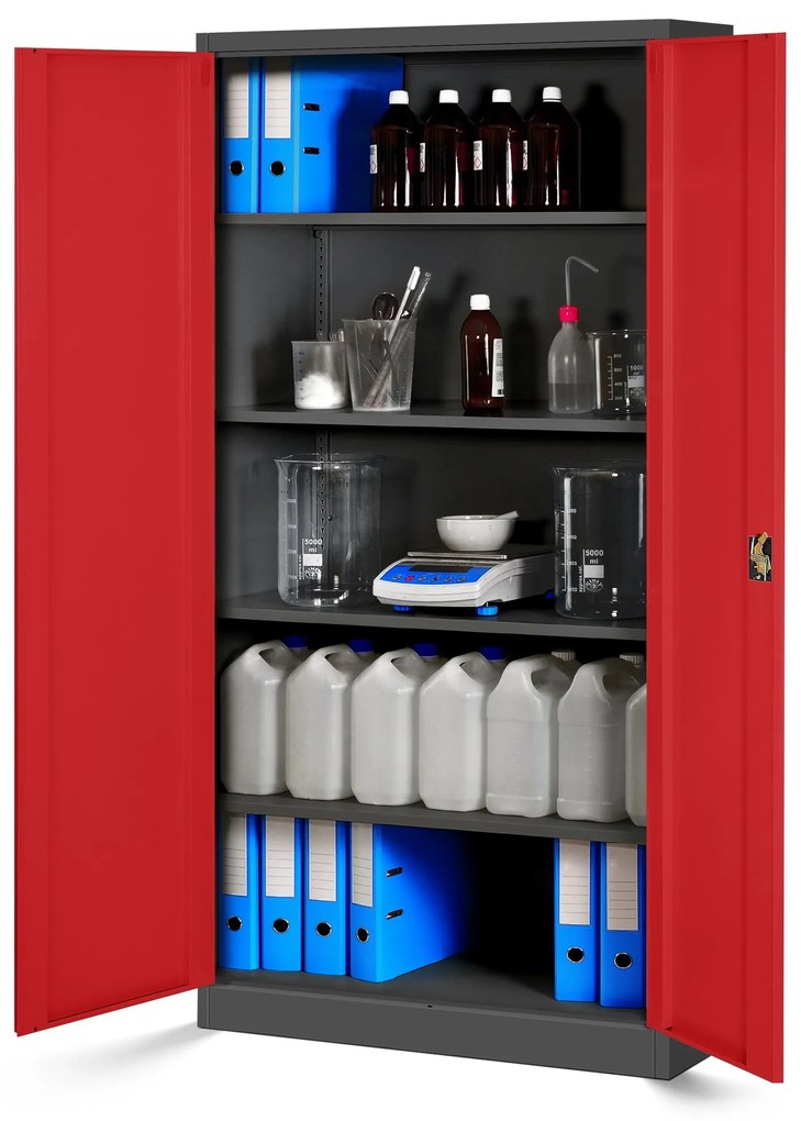 4x készlet fém iratszekrény JAN, 900 x 1850 x 400 mm, antracit-piros