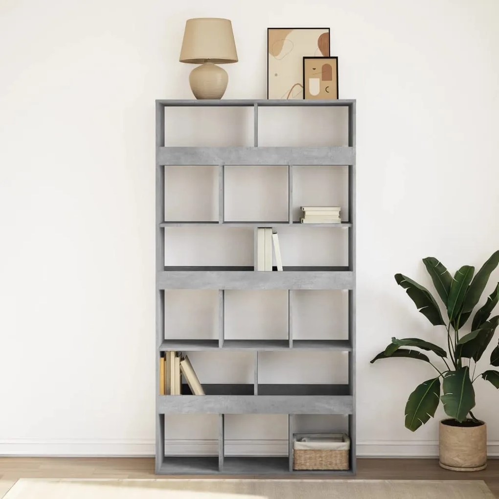 betonszürke szerelt fa könyvespolc 100 x 33 x 187,5 cm