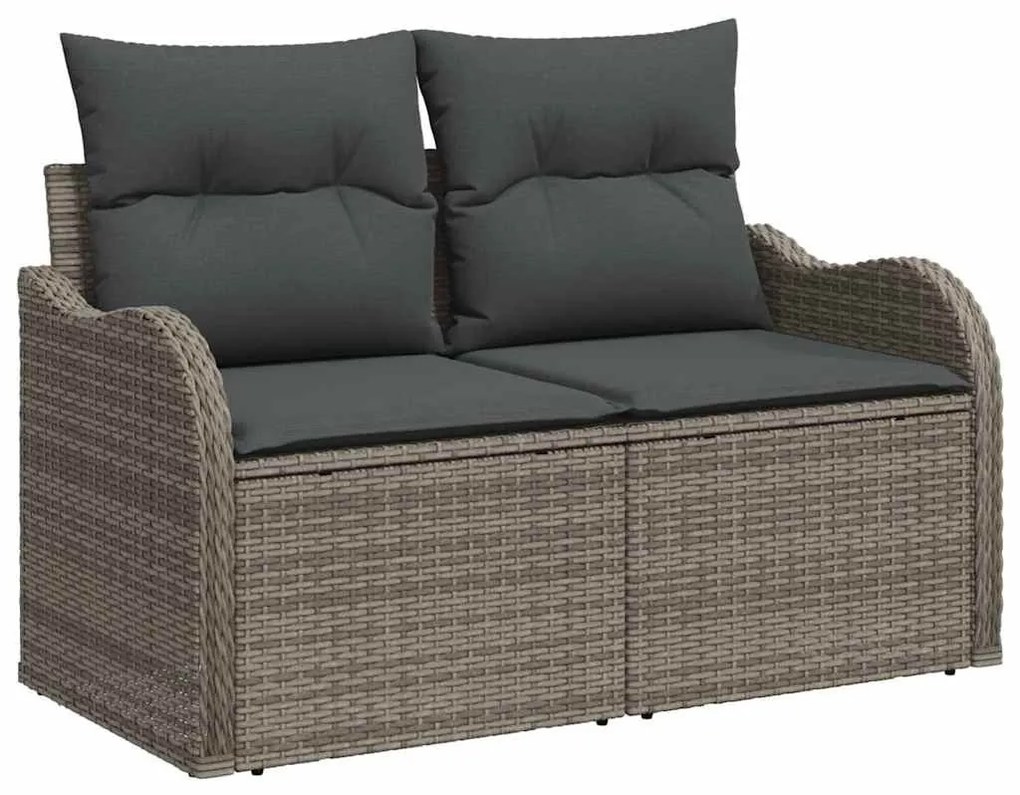 Kerti Kanapé Szett 7 pcs Szürke 55 x 55 x 37 cm Poli rattan