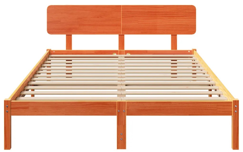 Ágykeret fejtámlával gyanta barna 200x200 cm tömör fenyőfából