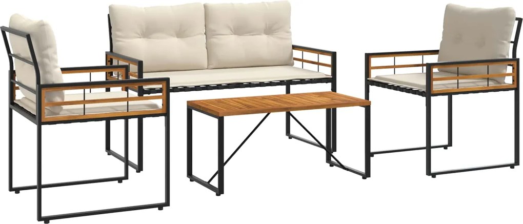 vidaXL Kültéri Bútor Szett párnával 4 pcs Krém