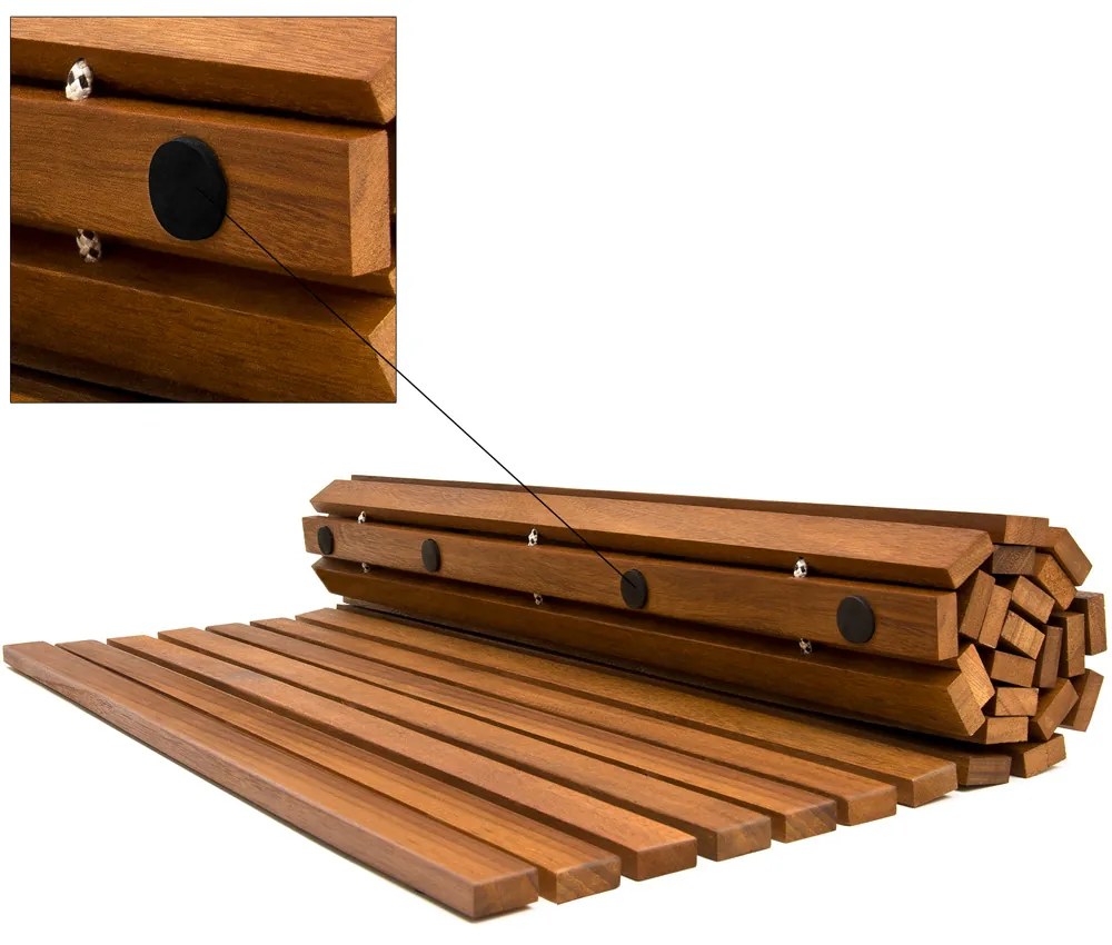 LINE fürdőszobai szőnyeg, akácfa, 80x50x1cm, barna Casaria