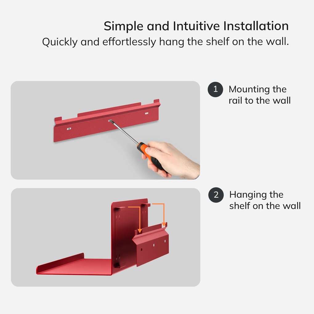 Fali polc JOANNE 400 mm, Modern: piros