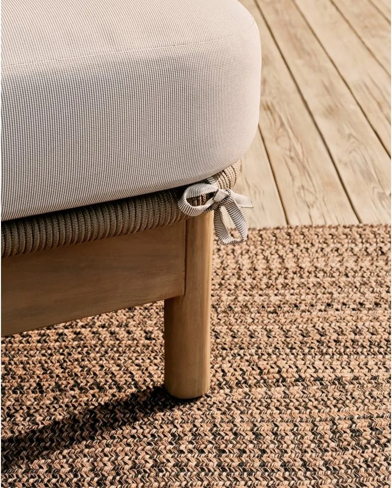 Krémszínű-natúr színű kétszemélyes tömörfa kerti napozóágy Catalina – Kave Home