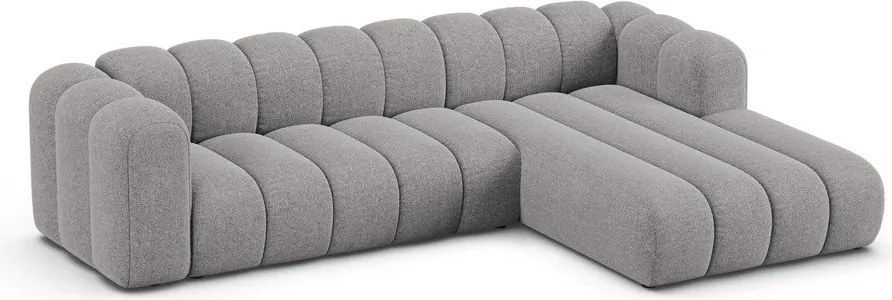 Szürke zsenília sarokkanapé (jobb oldali-heverő résszel) Lupine – Micadoni