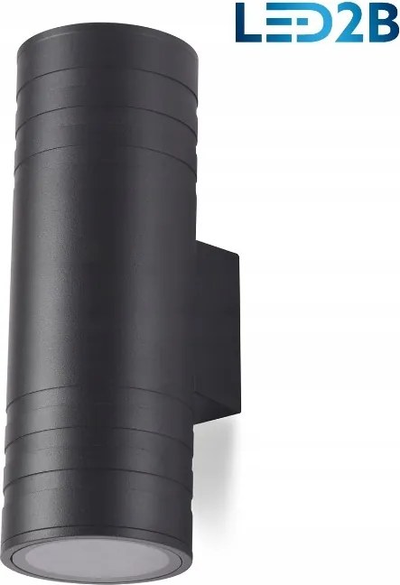 Homlokzati lámpa kétirányú 2xGU10 kerek fekete Querk 5 90x260mm IP54