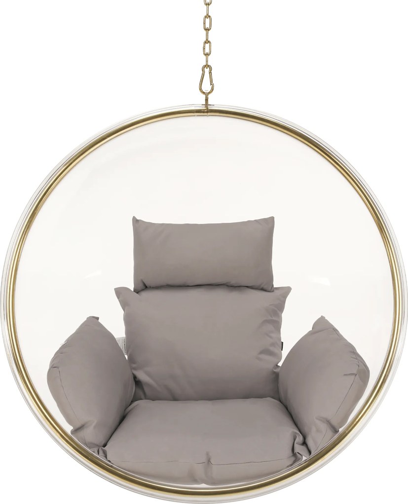 Függő fotel, átlátszó/arany/szürke, BUBBLE NEW TYP 1