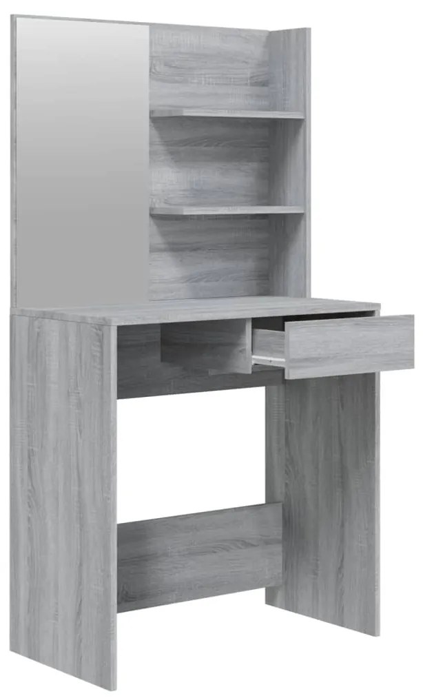 szürke sonoma fésülködőasztal tükörrel 74,5 x 40 x 141 cm