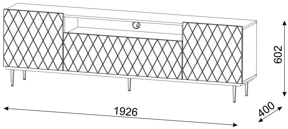 TV Szekrény Grafit Színben Fekete Lábakkal Diuna 193 Graphite