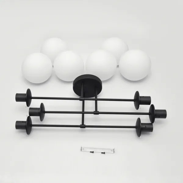 Felületre szerelhető csillár MOON 6xE27/15W/230V fekete