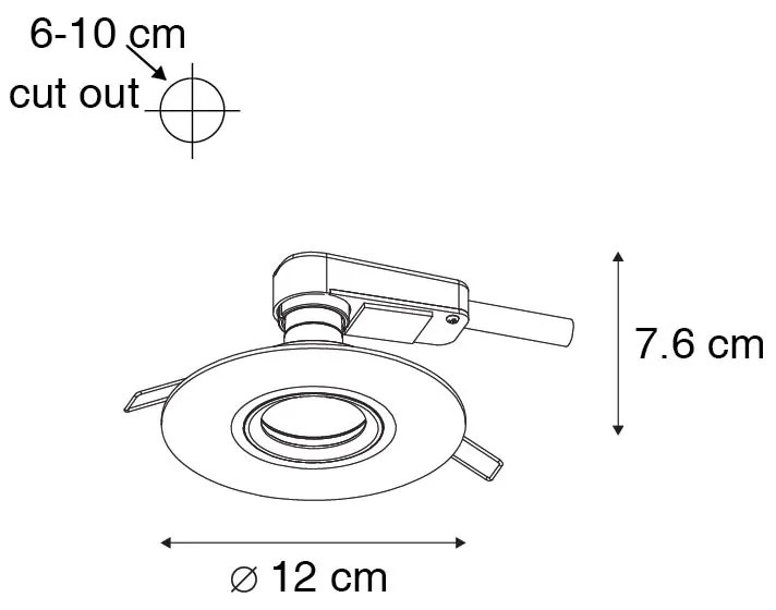 Modern beépíthető spotlámpa fekete 12 cm - Buco