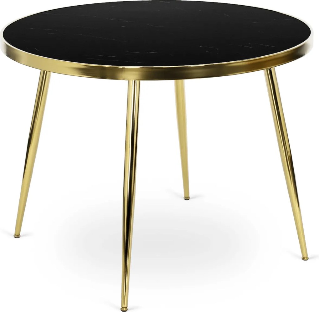 Üveg étkezőasztal 100 cm méretben, fekete/arany színben TINGA