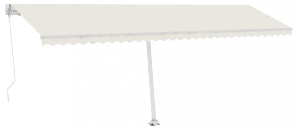 krémszínű kézzel kihúzható póznás napellenző 600 x 300 cm