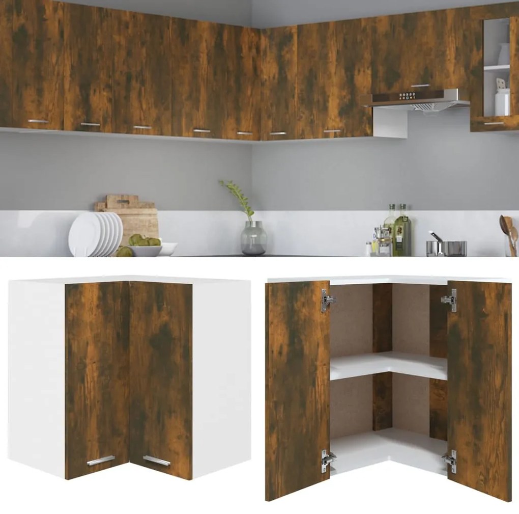 “Lyon” füstös tölgy színű szerelt fa függő sarokszekrény