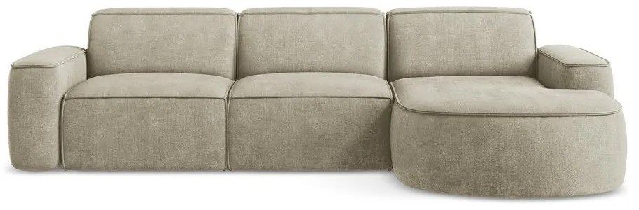 Bézs zsenília sarokkanapé (jobb oldali-heverő résszel) Omao – Makamii