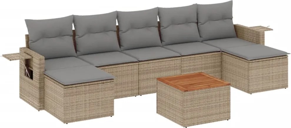 vidaXL 8 részes vegyes bézs polyrattan kerti ülőgarnitúra párnákkal