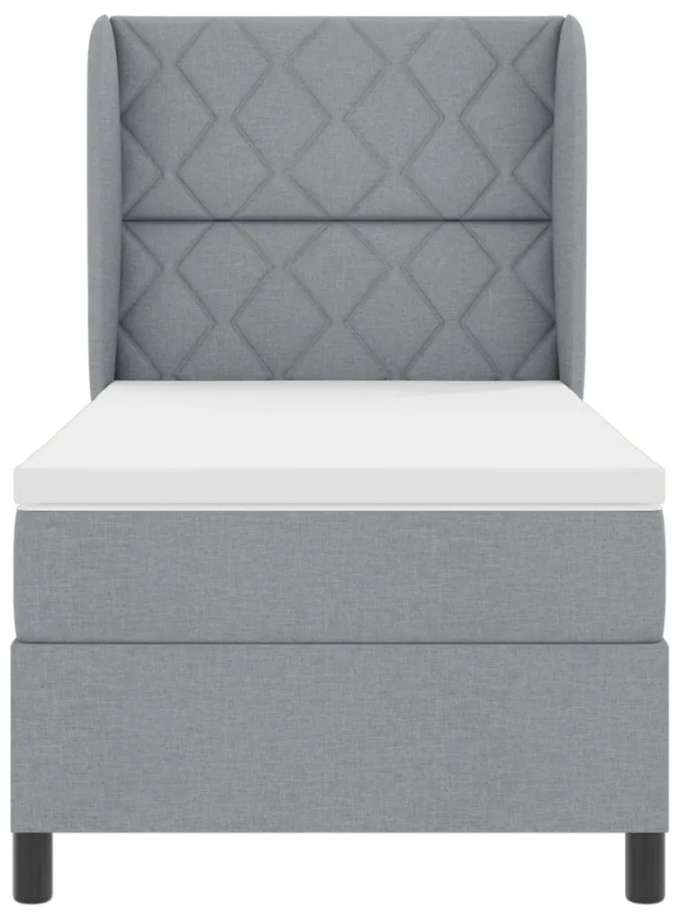 Boxspring Ágy Matraccal - Világosszürke, 100x200 cm, Szövet