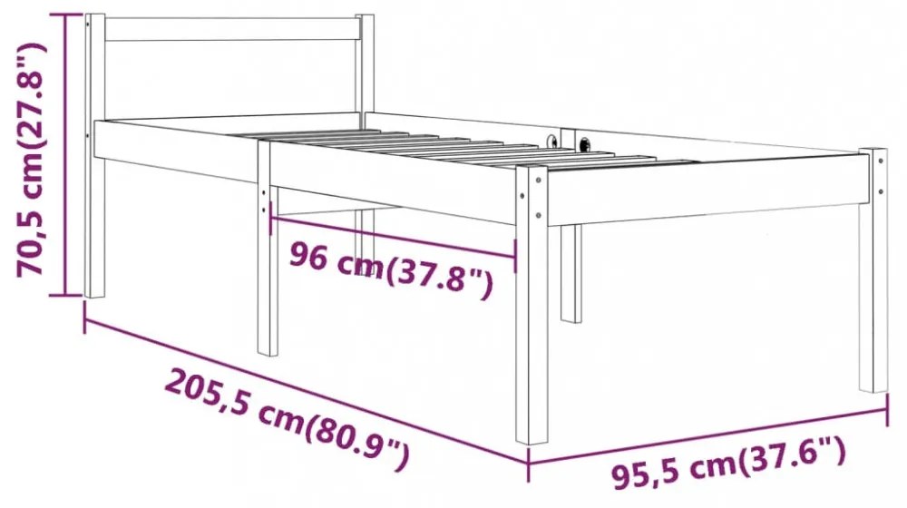 tömör fenyőfa ágy időseknek 90 x 200 cm