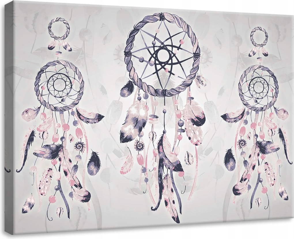 Vászonkép 70x50 Álomfogó tollak bohém gyöngyök boho álmos finom