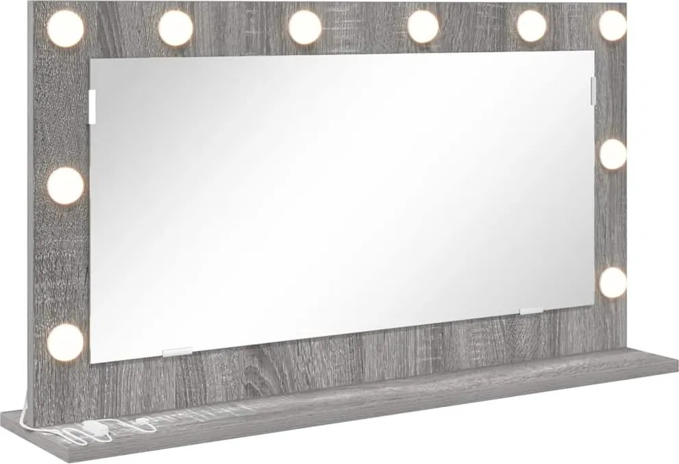 vidaXL Toalett Tükör Szürke Sonoma 80 x 45 x 18 cm Üveg és mérnöki fa