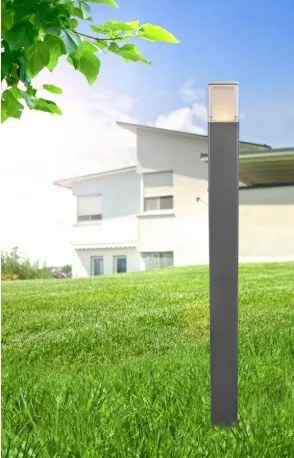 Globo 34577 Kültéri alumínium fekete állólámpa, üveg opál , IP44, LxBxH:85x85x1100, inkl. 1xLED 12,2W 230V, 600lm, 3000K