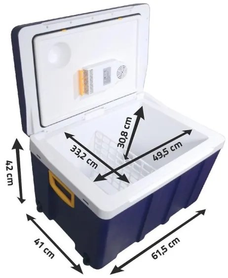 Kerekes hűtőláda 60W/230/12V 50 l kék/sárga
