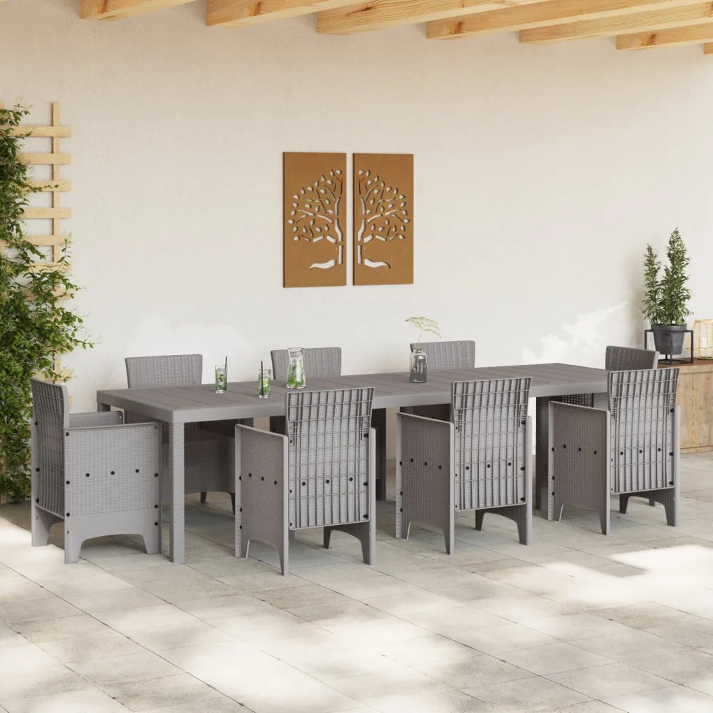 Kert Asztal Világosszürke 300x100x73 cm Poli Rattan
