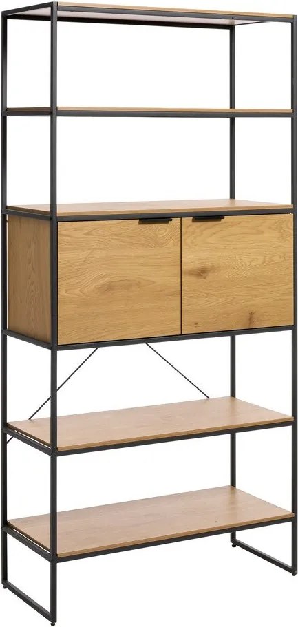 Natúr színű könyvespolc tölgyfa dekorral 90x190x40 cm Cesura – Unique Furniture