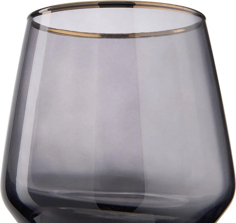 TOUCH OF GOLD vizespohár arany szegéllyel, szürke 345 ml, 6 db-os készlet