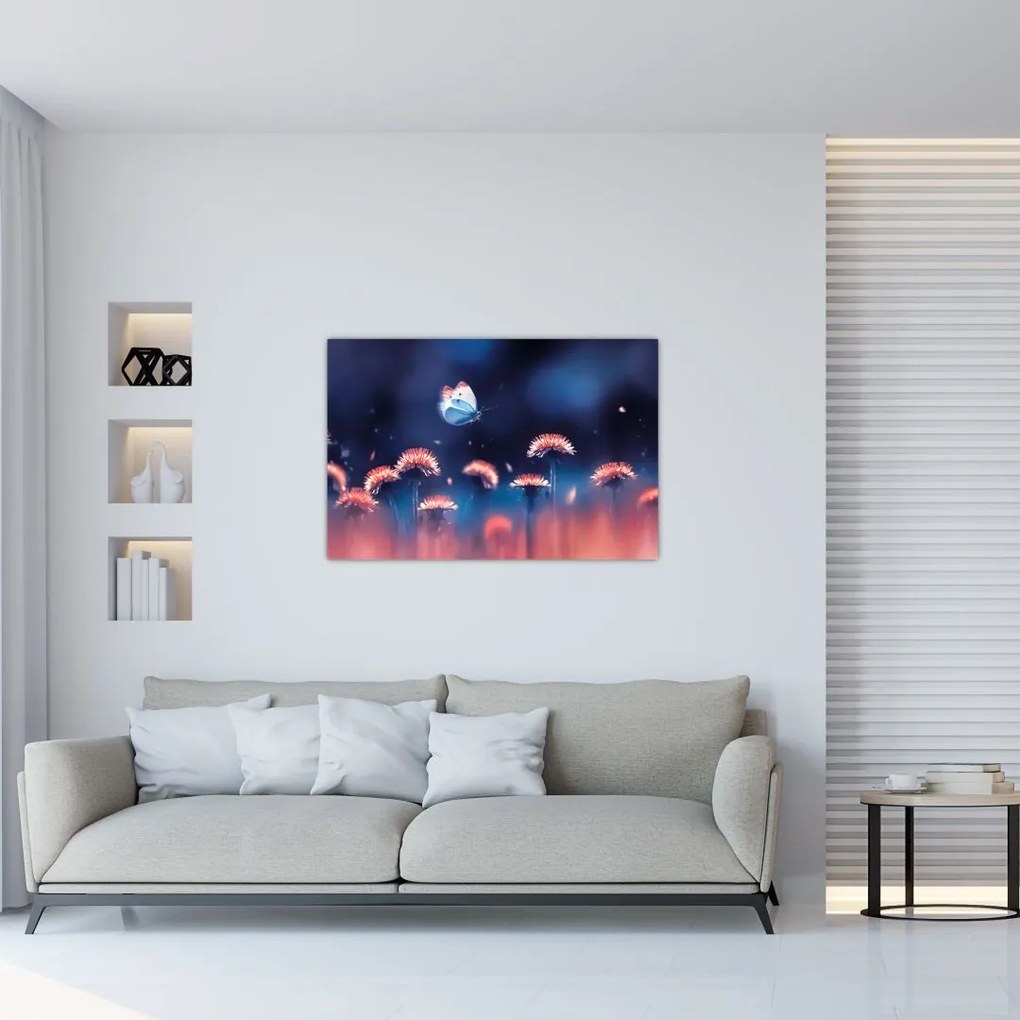 Pitypang képe kék pillangóval (90x60 cm)