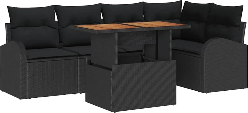vidaXL Kerti Kanapé Szett párnával 6 pcs Fekete