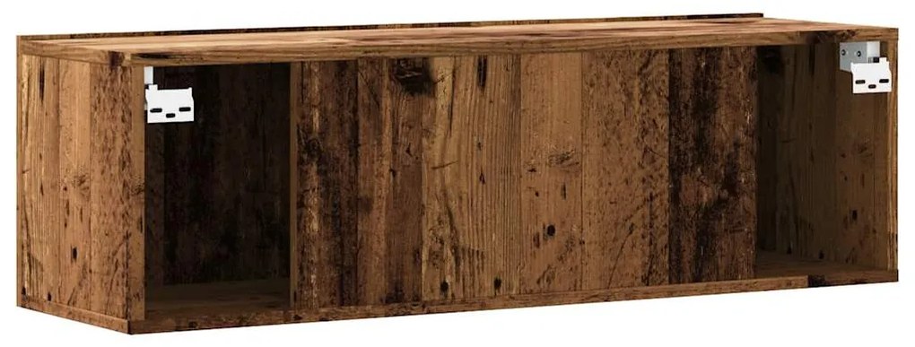 antik fa színű szerelt fa fali TV-szekrény 100 x 30 x 30 cm