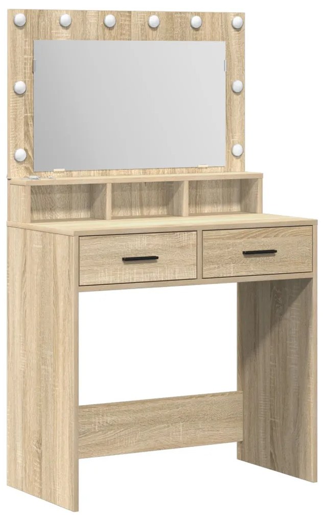 LED Fényes Sminktükör Sonoma Tölgy 79x41x135 cm