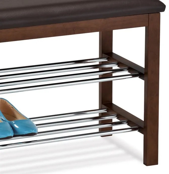 83168-06 Modern Cipőtároló Polc és Zsámoly Barna Színben. Teherbírása 90 kg.