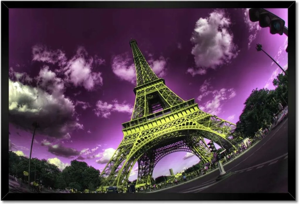 Poszter keretben 60x40 Lila Eiffel égbolt