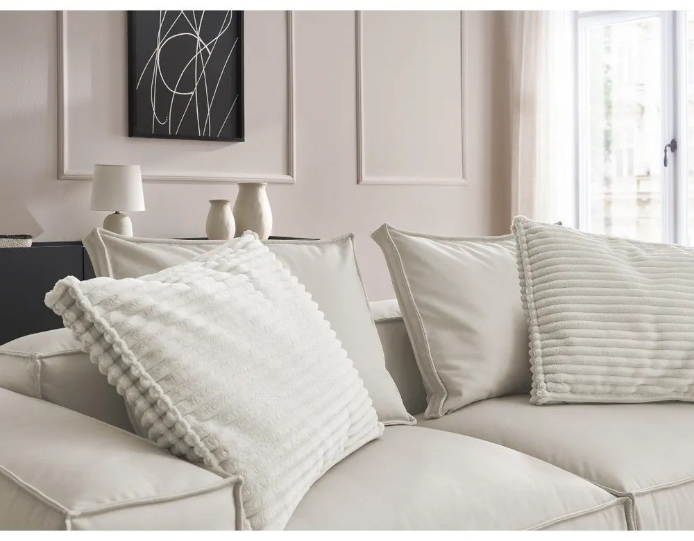 Bézs bőrutánzat kanapé 260 cm Boheme – Bobochic Paris