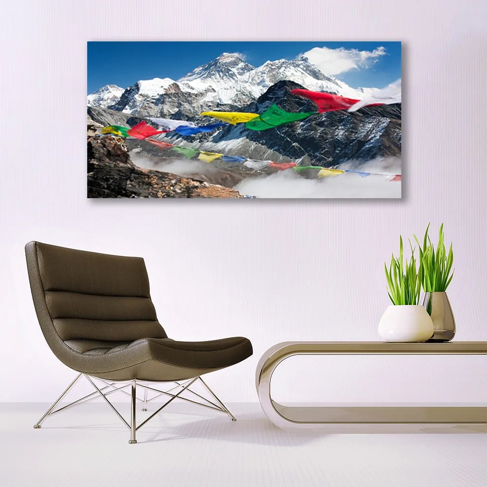 Üvegkép falra hegyi táj 120x60cm