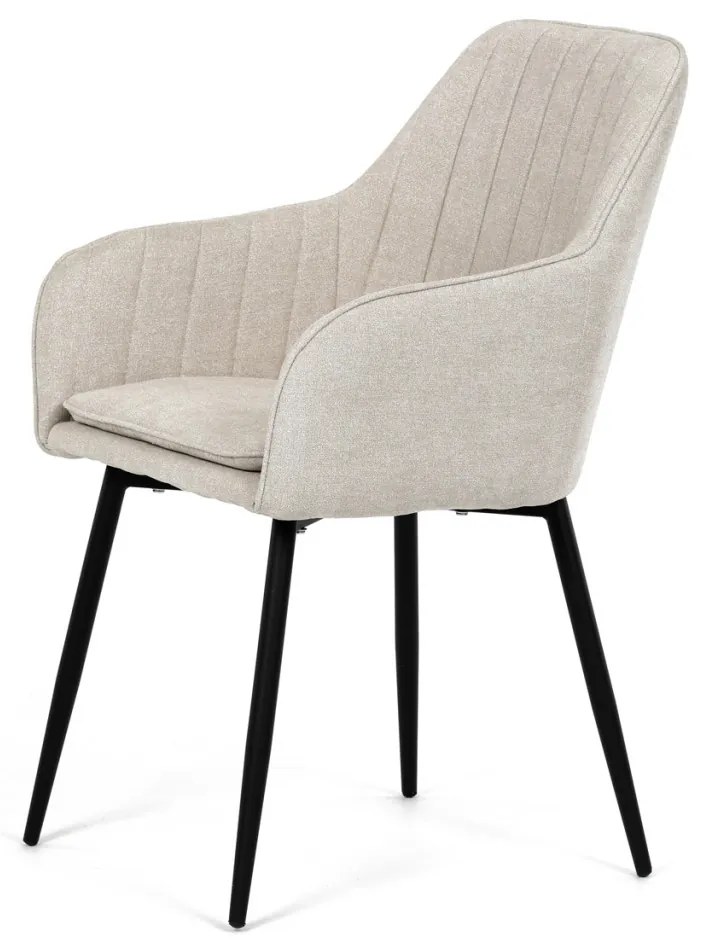 Scaun de sufragerie elegant, stofă bej, metal negru