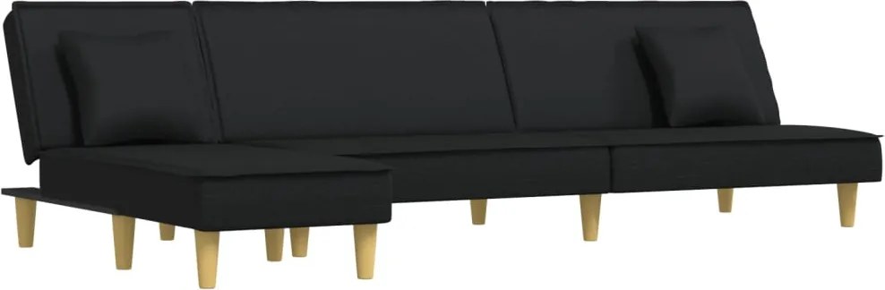 vidaXL fekete L-alakú szövet kanapéágy 255x140x70 cm