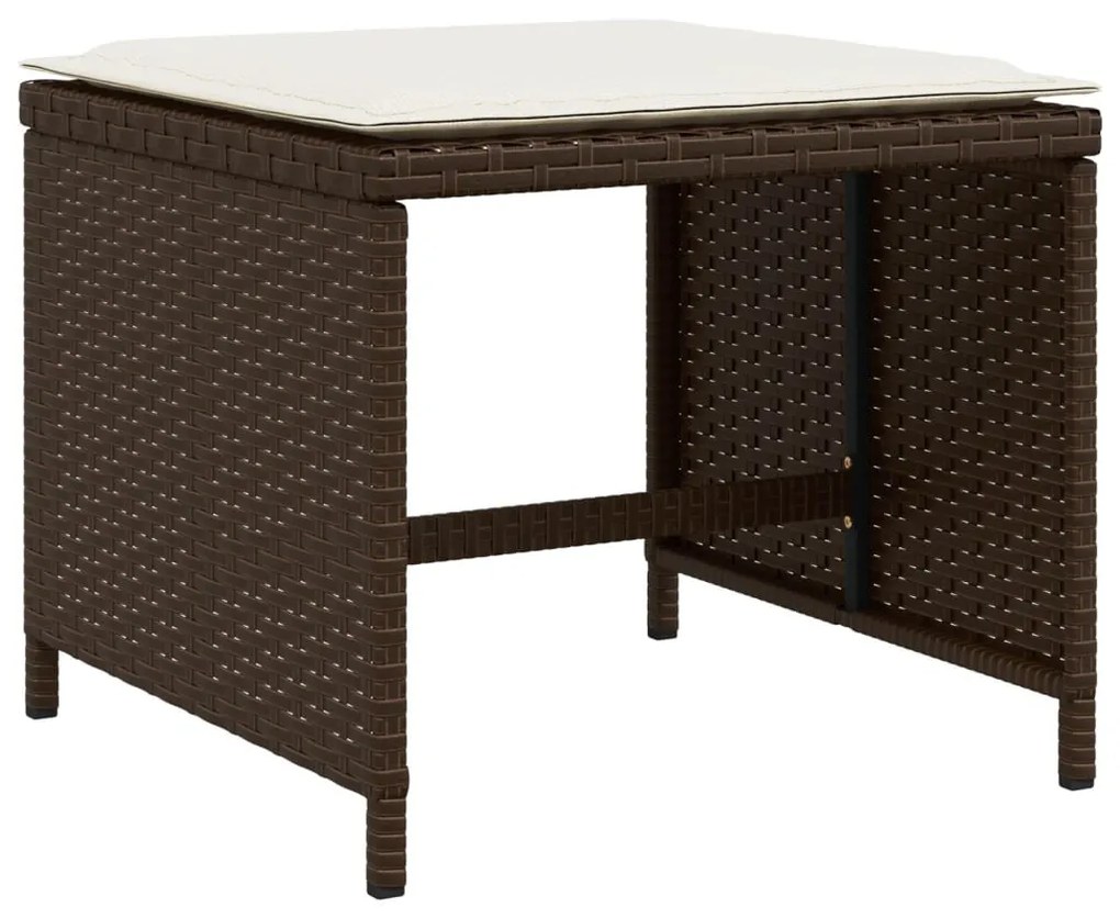 17 részes barna polyrattan kerti ülőgarnitúra párnákkal