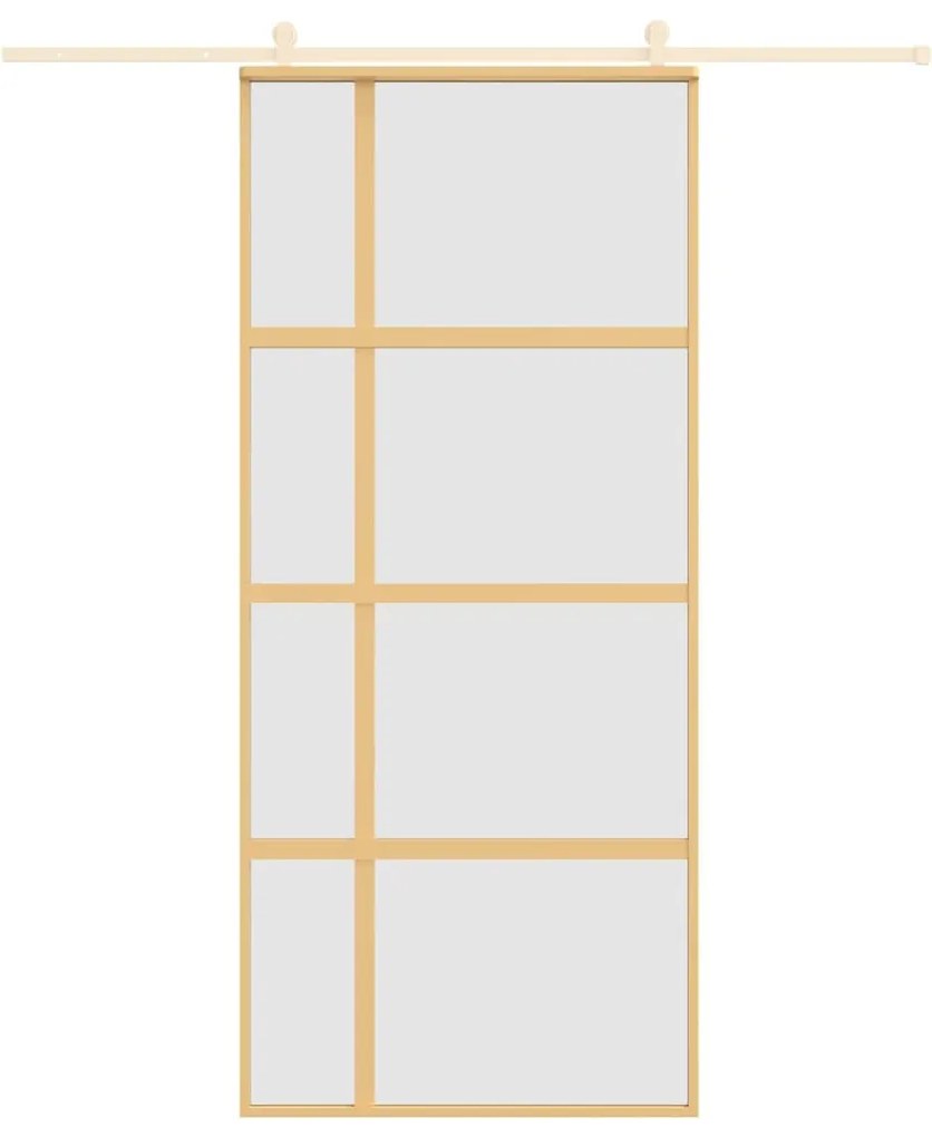 Aranyszínű ESG tejüveg és alumínium tolóajtó 90 x 205 cm