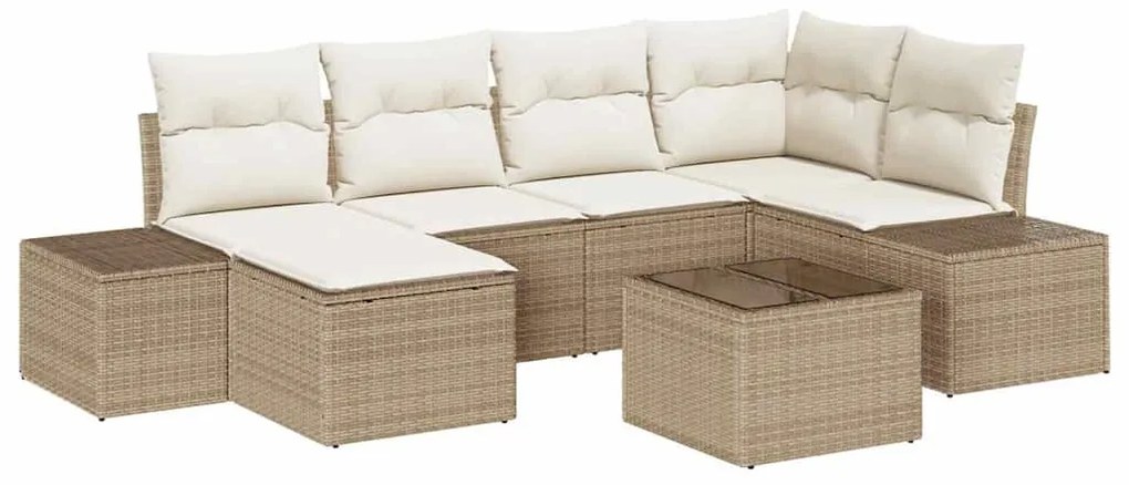 Kerti Kanapé Szett 7 pcs bézs és krémszínű 264 x 154 x 85 cm