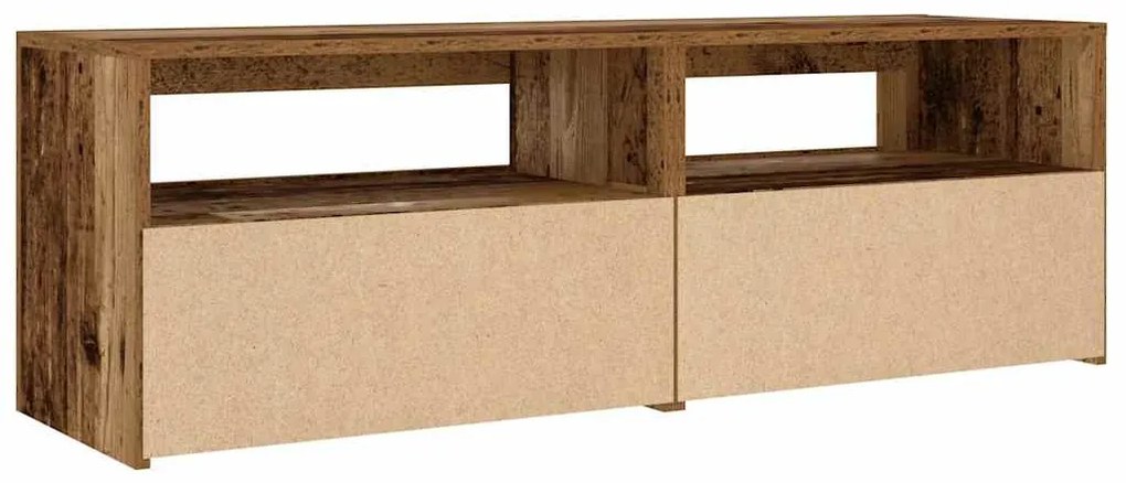 2 db antik fa színű éjjeliszekrény LED-del 60 x 35 x 40 cm