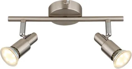 Globo 57385-2 Fali lámpa, LED reflektor, fém nikkel matt, fém krómozott, HxSzxM: 270x80x110mm, 2x GU10 LED 3W 230V izzókkal, 250lm forrás, 250lm kimenet, 3000K