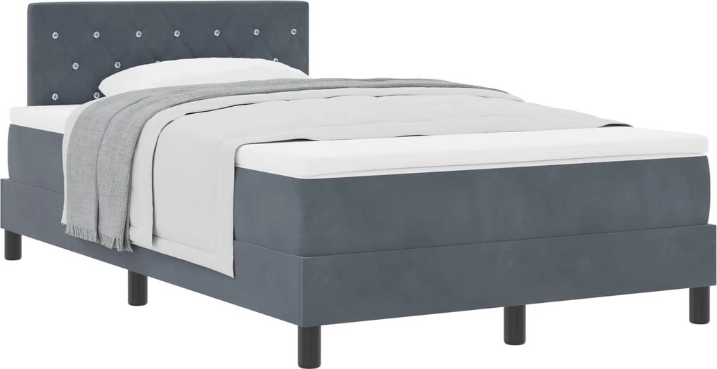 vidaXL Boxrugós ágy matracmal Sötétszürke 120 x 200 cm Bársony